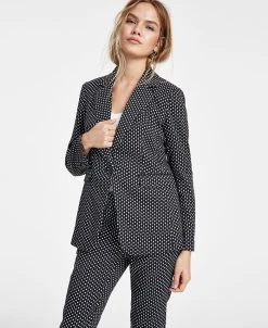 Bar III Women's Patterned Jacquard One-Button Blazer, Created For Macy's