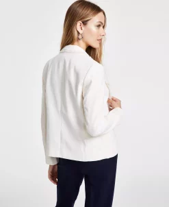 Bar III Women's Faux-Double-Breasted Fringe-Trim Blazer, Created For Macy's -Anne Klein Sales Store 22803263 fpx