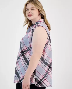Bar III Plus Size Button-Front Sleeveless Top, Created For Macy's -Anne Klein Sales Store 22803293 fpx