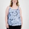 Bar III Plus Size Marble Swirl Scoop-Neck Camisole, Created For Macy's