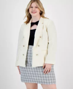 Bar III Plus Size Faux Double-Breasted Tweed Blazer, Created For Macy's -Anne Klein Sales Store 22803323 fpx