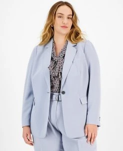 Bar III Plus Size Textured Crepe Single-Button Blazer, Created For Macy's