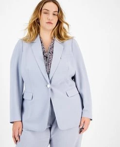 Bar III Plus Size Textured Crepe Single-Button Blazer, Created For Macy's -Anne Klein Sales Store 22803329 fpx