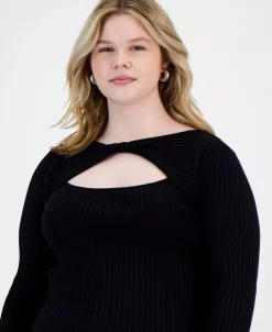 Bar III Plus Size Cut-Out Twist Neck Sweater, Created For Macy's 6 Bar III Plus Size Cut-Out Twist Neck Sweater, Created For Macy's -Anne Klein Sales Store 22803333 fpx