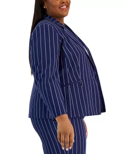 Kasper Plus Size Pinstriped Notched-Collar Single-Button Blazer -Anne Klein Sales Store 22803931 fpx