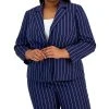 Kasper Plus Size Pinstriped Notched-Collar Single-Button Blazer