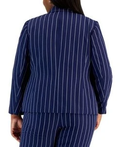 Kasper Plus Size Pinstriped Notched-Collar Single-Button Blazer -Anne Klein Sales Store 22803934 fpx