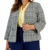 Kasper Plus Size Tweed Fringe-Trim Open-Front Blazer