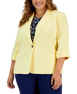 Kasper Plus Size 3/4-Sleeve Single-Button Blazer 6 Kasper Plus Size 3/4-Sleeve Single-Button Blazer -Anne Klein Sales Store 22803957 fpx
