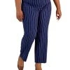 Kasper Plus Size Pinstriped Mid-Rise Straight-Leg Pants