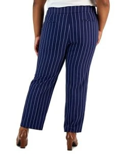 Kasper Plus Size Pinstriped Mid-Rise Straight-Leg Pants -Anne Klein Sales Store 22804003 fpx