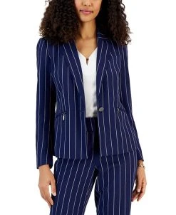 Kasper Women's Pinstriped Zip-Pocket Blazer