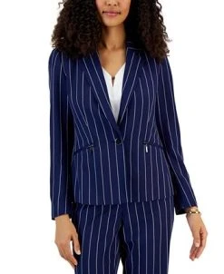 Kasper Women's Pinstriped Zip-Pocket Blazer -Anne Klein Sales Store 22813205 fpx