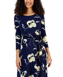 Kasper Women's Floral-Print Midi Fit & Flare Dress -Anne Klein Sales Store 22813314 fpx