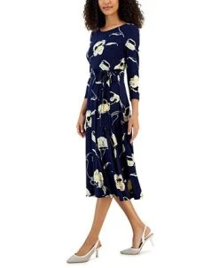 Kasper Women's Floral-Print Midi Fit & Flare Dress -Anne Klein Sales Store 22813315 fpx