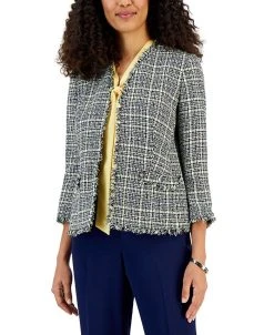 Kasper Women's Tweed 3/4-Sleeve Open-Front Blazer