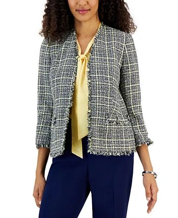 Kasper Women's Tweed 3/4-Sleeve Open-Front Blazer 3 Kasper Women's Tweed 3/4-Sleeve Open-Front Blazer - Image 3