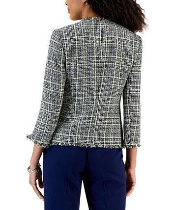 Kasper Women's Tweed 3/4-Sleeve Open-Front Blazer 2 Kasper Women's Tweed 3/4-Sleeve Open-Front Blazer - Image 2