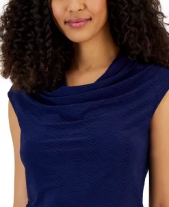 Kasper Women's Textured Cowlneck Cap-Sleeve Top -Anne Klein Sales Store 22813391 fpx