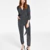 INC International Concepts Metallic Belted Jumpsuit, Created For Macy's