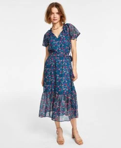 INC International Concepts Women's Flutter-Sleeve Midi Dress, Created For Macy's