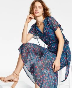 INC International Concepts Women's Flutter-Sleeve Midi Dress, Created For Macy's -Anne Klein Sales Store 22813887 fpx