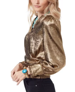 Sam Edelman Women's Edith Metallic Pleated-Waist Top -Anne Klein Sales Store 22814661 fpx