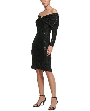 Vince Camuto Women's Off-The-Shoulder Sequined Sheath Dress 3 Vince Camuto Women's Off-The-Shoulder Sequined Sheath Dress - Image 3