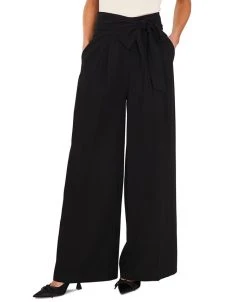 CeCe Women's Tie High-Waist Pleated Wide-Leg Trousers