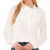 CeCe Women's Clip Jacquard Long-Sleeve Bow Blouse