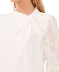 CeCe Women's Clip Jacquard Long-Sleeve Bow Blouse -Anne Klein Sales Store 22836257 fpx