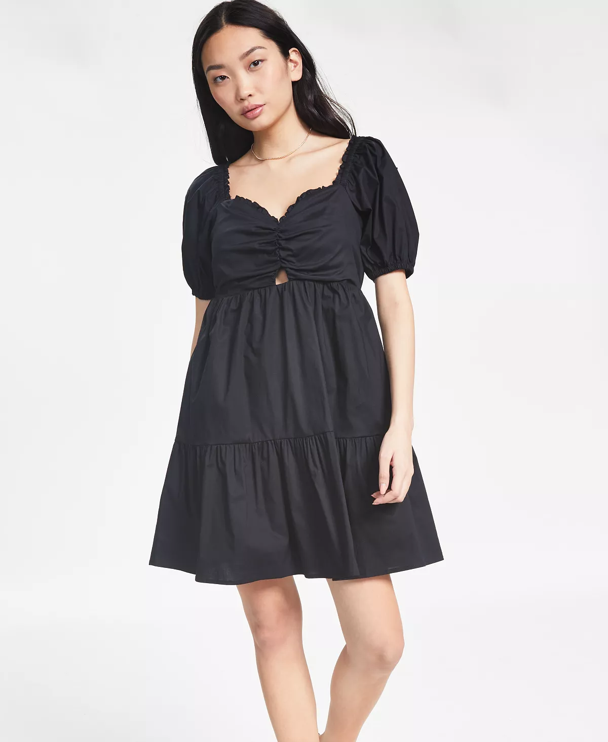 And Now This Women's Puffed Sleeve Poplin Mini Dress 1 And Now This Women's Puffed Sleeve Poplin Mini Dress