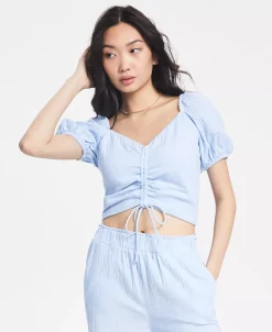 And Now This Women's Ruched Front Puffed Sleeve Textured Top -Anne Klein Sales Store 22836357 fpx