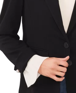 CeCe Women's Notched Collar Contrast Ruffled-Cuff Blazer 6 CeCe Women's Notched Collar Contrast Ruffled-Cuff Blazer -Anne Klein Sales Store 22836981 fpx