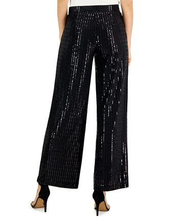 Anne Klein Women's Linear-Shine Pull-On Wide-Leg Pants 2 Anne Klein Women's Linear-Shine Pull-On Wide-Leg Pants - Image 2