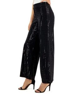 Anne Klein Women's Linear-Shine Pull-On Wide-Leg Pants 7 Anne Klein Women's Linear-Shine Pull-On Wide-Leg Pants -Anne Klein Sales Store 22837419 fpx