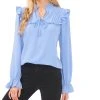 CeCe Pleated Ruffled Top