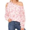 CeCe Women's Bow-Trimmed One Shoulder Floral Blouse