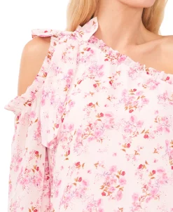 CeCe Women's Bow-Trimmed One Shoulder Floral Blouse -Anne Klein Sales Store 22838519 fpx