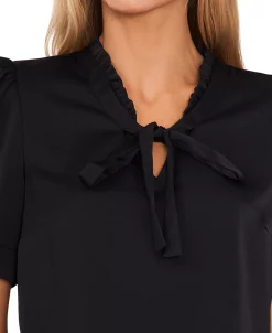 CeCe Women's Tie-Neck Short-Puff-Sleeve Top -Anne Klein Sales Store 22850613 fpx