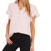 CeCe Women's Printed V-Neck Flutter-Sleeve Ruffle Top
