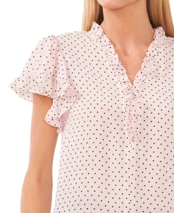 CeCe Women's Printed V-Neck Flutter-Sleeve Ruffle Top -Anne Klein Sales Store 22850790 fpx