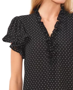 CeCe Women's Printed V-Neck Flutter-Sleeve Ruffle Top -Anne Klein Sales Store 22850794 fpx