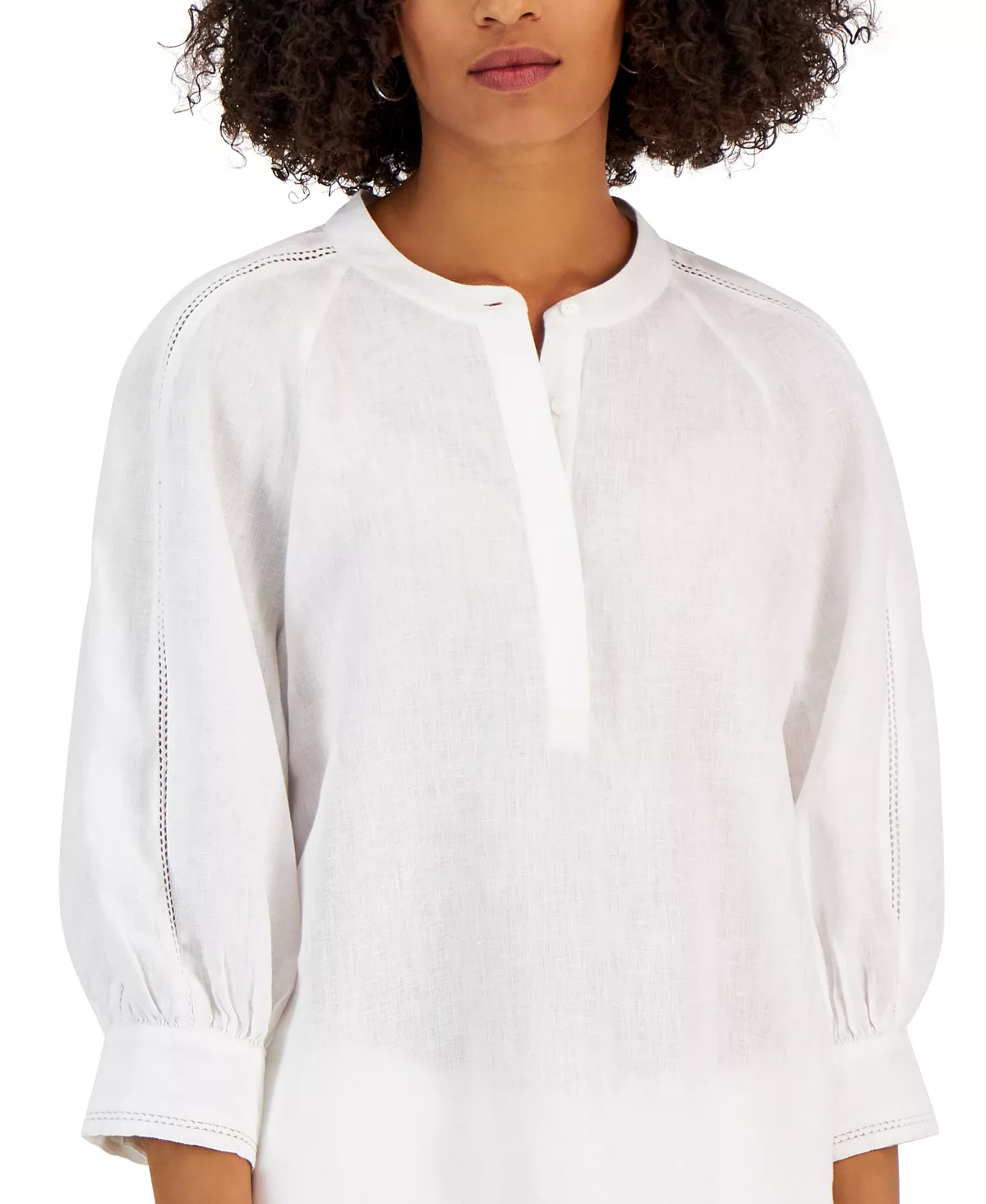 Charter Club Women's Linen 3/4-Sleeve Top, Created For Macy's 3 Charter Club Women's Linen 3/4-Sleeve Top, Created For Macy's - Image 3