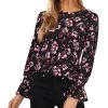 CeCe Women's Floral-Print Long-Sleeve Smocked-Cuff Top