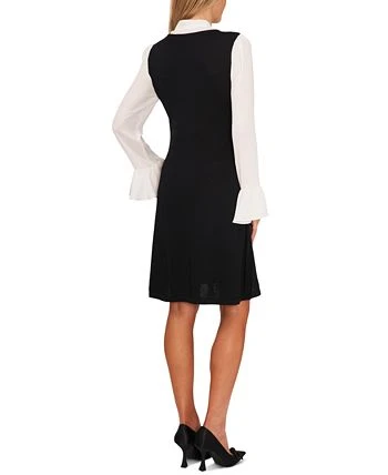 CeCe Women's Tie-Neck Long-Sleeve Flared-Cuff Sweater Dress 2 CeCe Women's Tie-Neck Long-Sleeve Flared-Cuff Sweater Dress - Image 2