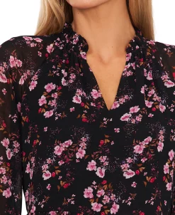 CeCe Women's Printed Long-Sleeve Babydoll Dress -Anne Klein Sales Store 22855007 fpx