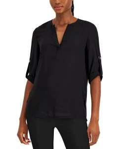 Anne Klein Women's Roll Tab Popover Shirt