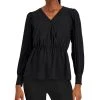 Anne Klein Women's Pleated-Sleeve V-Neck Georgette Blouse