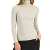 Anne Klein Women's Metallic Ribbed-Knit Turtleneck Top